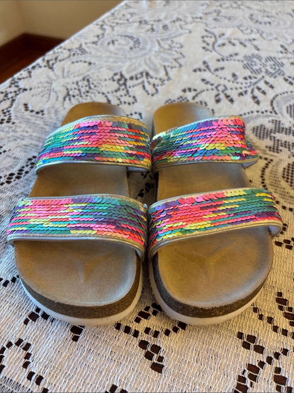Place Rainbow Sequin Double-Strap Kids Sandals